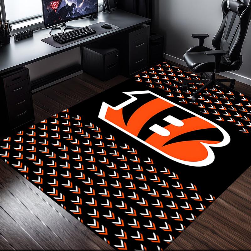 Cincinnati-Bengals Helmet Rug Office Carpet Non-Slip Mat, Chair Rug Floor Covering for Gaming, Bedroom, Living Room , Home Decor Christmas Gift