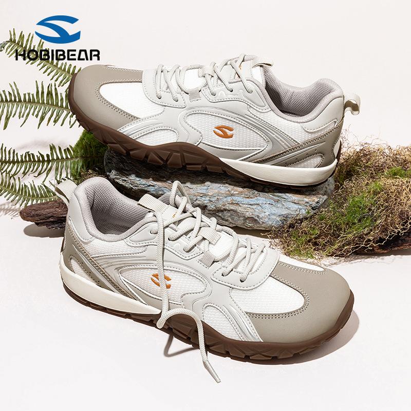 HOBIBEAR Damen Schnür-Barfuß-Sneaker | Breite Zehenbox & Zero-Drop-Technologie | Laufen, Sport, Fitnessstudio und Alltag Grau