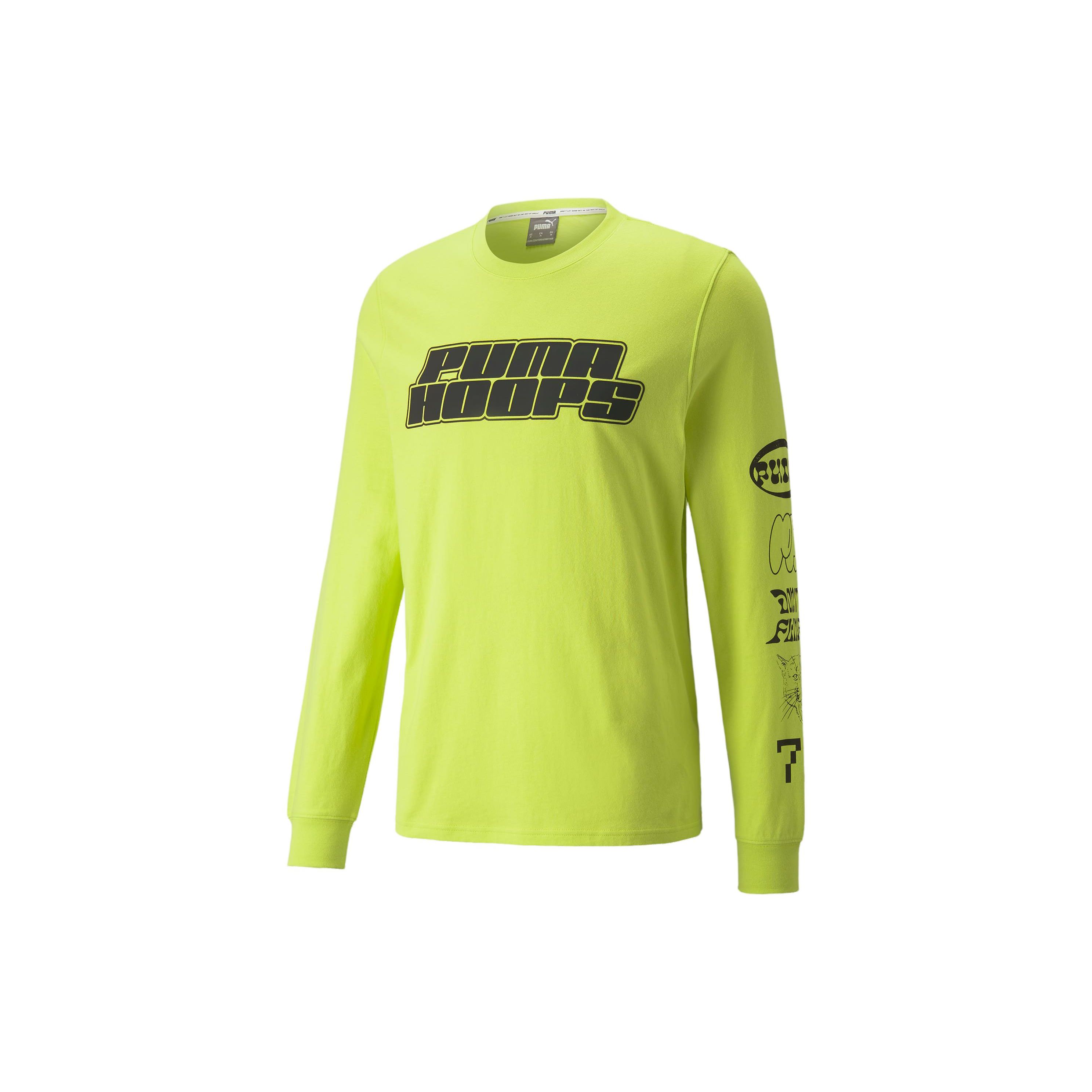 

Puma Футболка с круглым вырезом и длинным рукавом с принтом букв, мужская, цвет желтый зеленый 532107-07 M