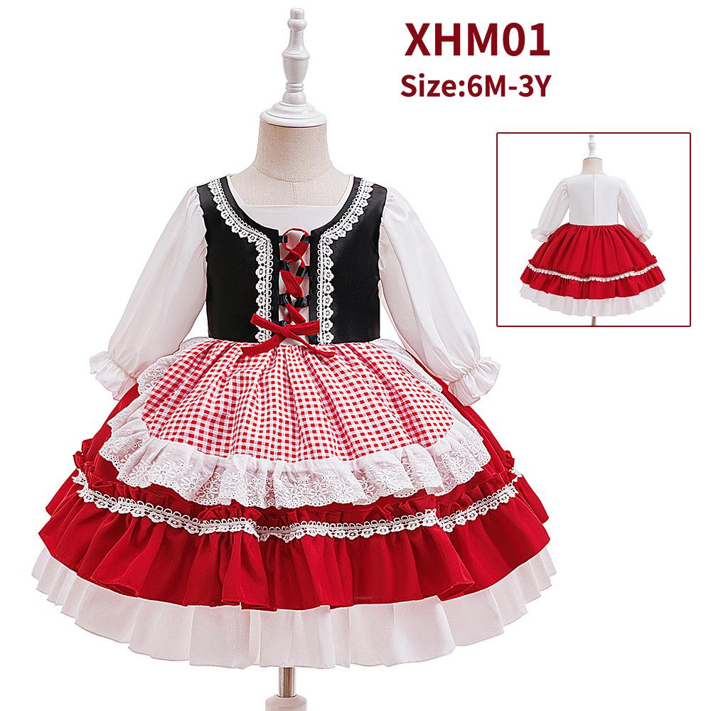 

Красное платье принцессы на Рождество с длинным рукавом для девочек - Костюм Красной Шапочки 70cm/6-9M