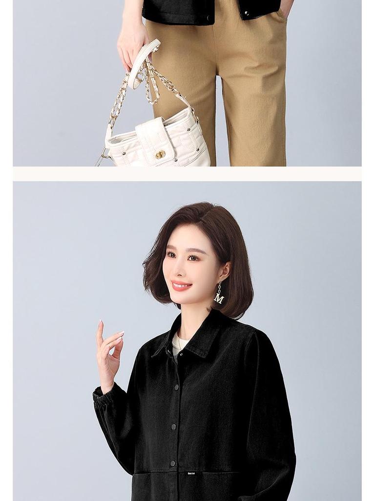 Petite Women's Pure Cotton Short Jacket - High-End Spring & Fall 2024 Fashion for Middle-Aged Mothers.