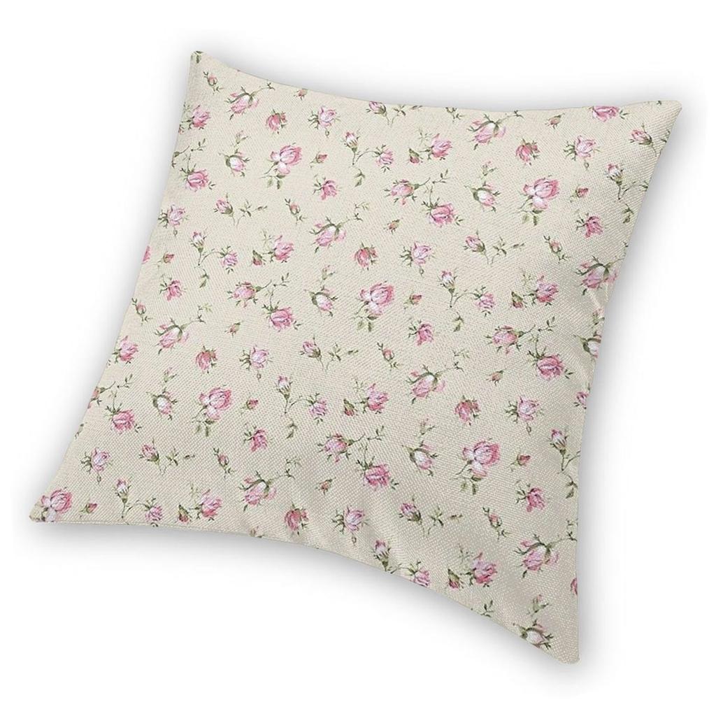 Federa Cuscino Quadrata Rosa Floreale Coquette Poliestere Lino Velluto Fantasia Zip Decorata Federa Cuscino Copricuscino da Letto 18"