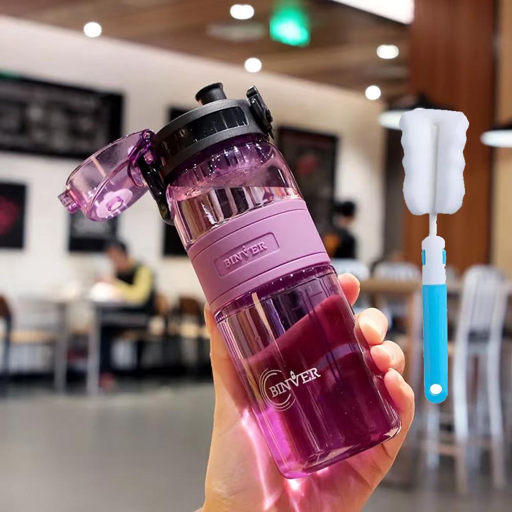500ml Sports Water Bottle Portable Leak-proof Plastic Drinkware With Tea Filter Tour Gym Outdoor Sports Cup BPA Free