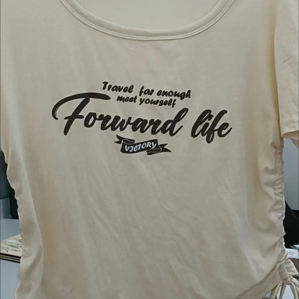 Retro Drawstring Crop Top Women Short Sleeve T Shirt Vintage Summer Clothes