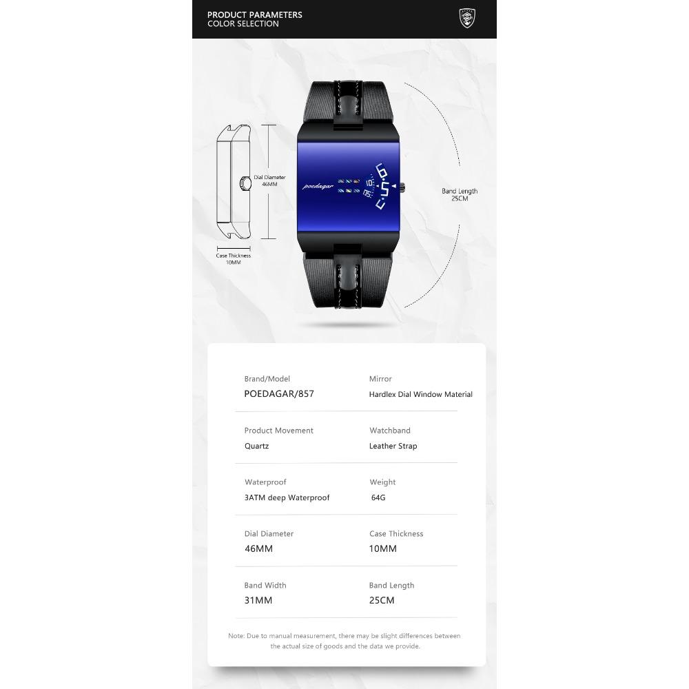 POEDAGAR High Quality Man Watch Waterproof Casual Watch Sports Leather Quartz Watches Male+Box