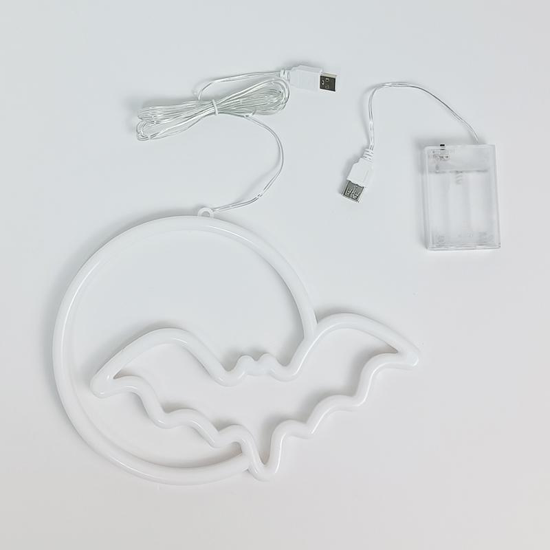 

Неоновая вывеска «Летучая мышь» на Хэллоуин, неоновые огни «Луна» на USB или 3 батарейках типа АА, светодиодное украшение стола, стены спальни, подарок на день рождения, фестиваль White