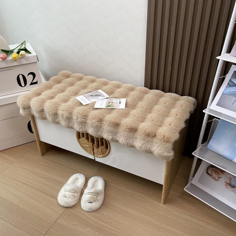 Rabbit Plush Shoe Changing Stool with Cushion and Mat