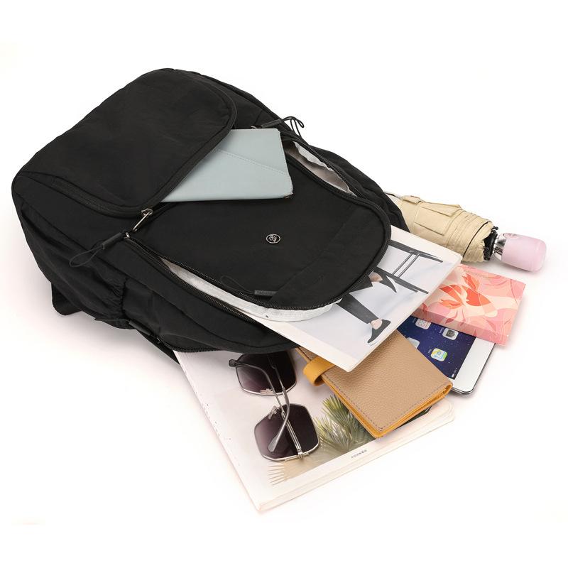 Schoolbag Casual Backpack Women's Large Capacity Outdoor Commuter Backpack Fashion Lightweight Versatile Solid Color Storage Computer Bag