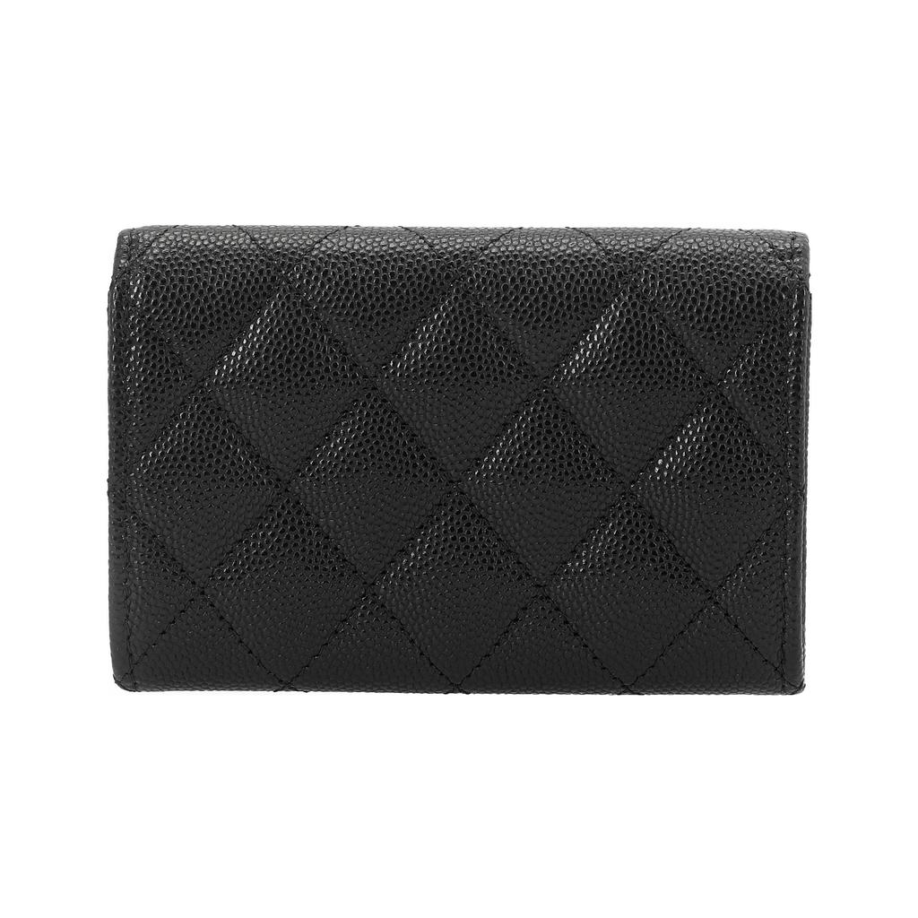 Chanel 23P Hollow Logo Snap Closure Quilted Litchi Grain Leather Wallet Women wallet Black AP3187-B10218-94305