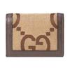 Gucci Diana Bamboo Buckle Jumbo Super Double G Logo Double Fold Canvas And Leather Card Wallet Women Wallet Ebony Camel Brown 658244-UKMBT-2572