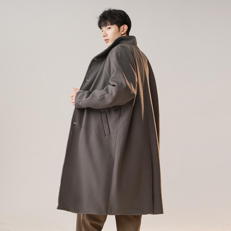 Men's 2025 Trendy Mid-Length Woolen Trench Coat: Stylish, Versatile & Casual.