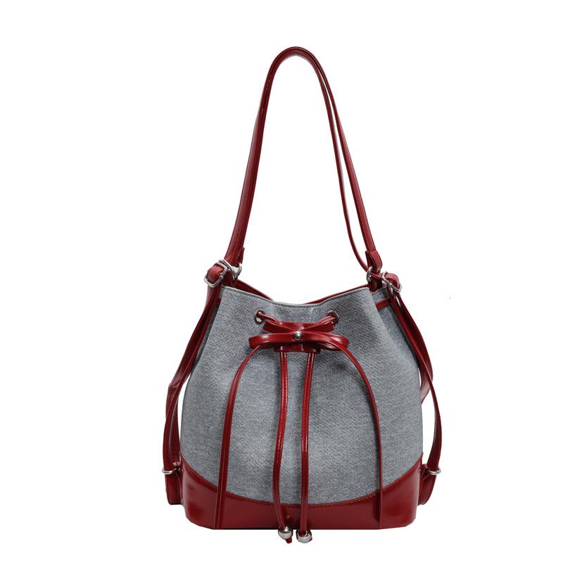 Premium Bundle Mouth Bucket Bag Women's 2025 New Trendy Fashion Backpack Niche Simple Casual Oblique Span Women's Bag