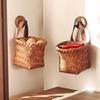 Hand-Woven Imitation Rattan Hanging Basket Plastic Garlic Ginger Storage Basket Bathroom