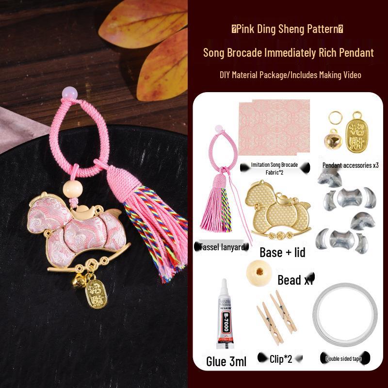 Handmade Year of the Horse Brocade Keychain Ornament