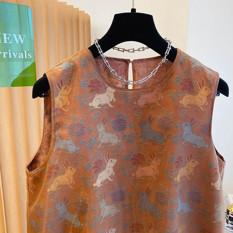 Vest for Women Sleeveless Tops Printed Loose Vest Oversize Casual Sleeveless Pullover Camisole Vest