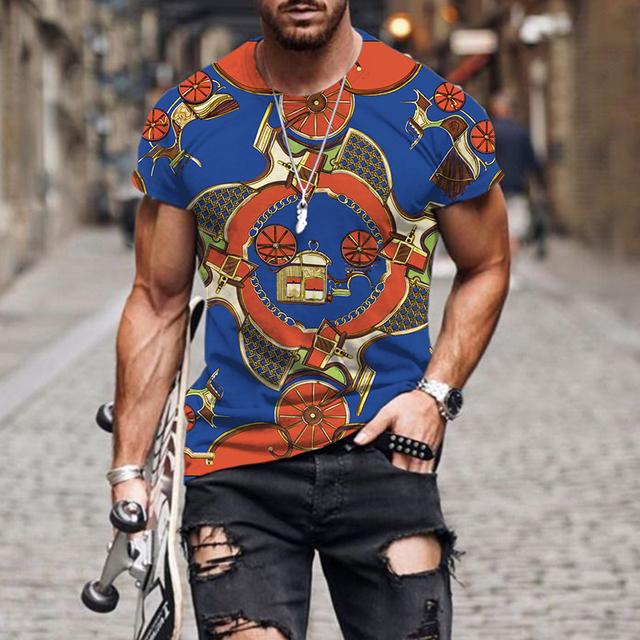 2022 Luxury High-end Pattern 3D Print Men's T Shirt O Neck Short Sleeve Funny Streetwear Summer Loose Male Oversized Tops Tees
