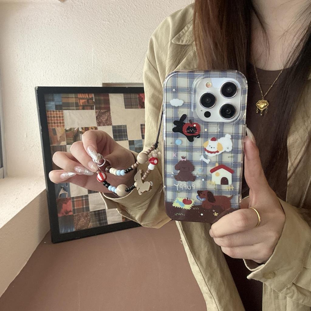 IPhone 17/16 Pro Max Koreansk Stil Katt & Hund Telefonfodral med Handrem