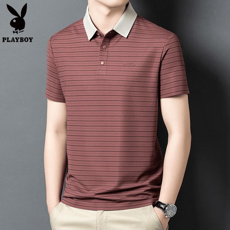 PLAYBOY Men s Striped Breathable Cool Polo T-Shirt 165