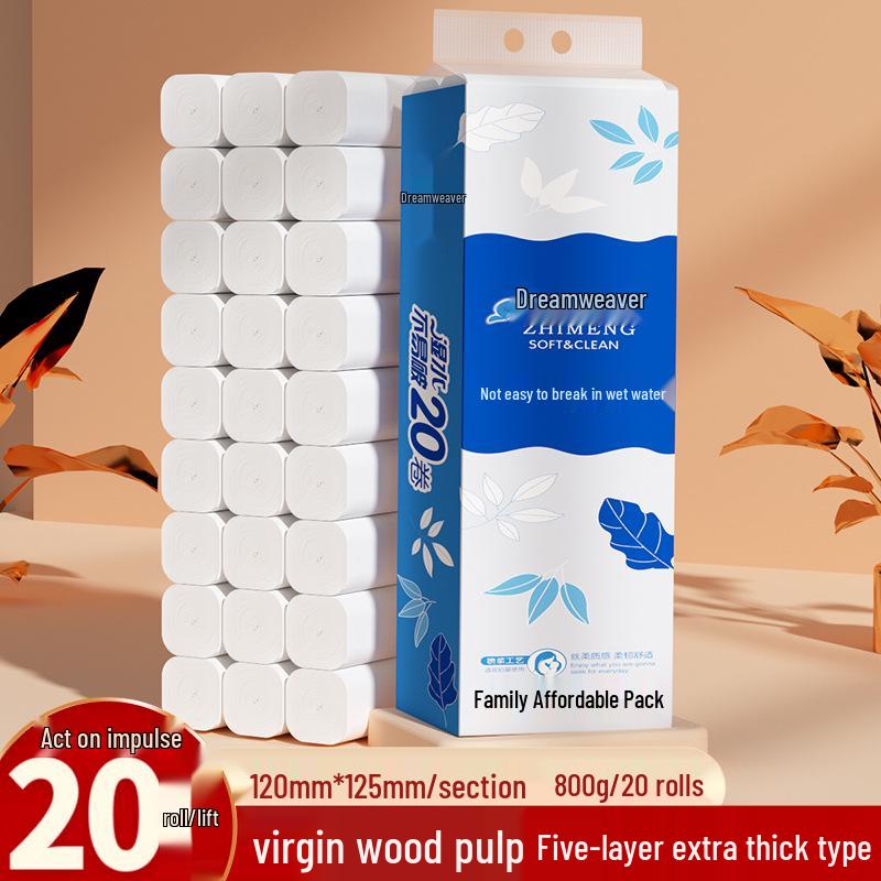 Dream Weaving 60 Rollen Toilettenpapier aus 100% Zellstoff, Vierlagiges verdicktes Tissue für den Haushalt und Babys.