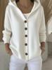 Women's Solid Color Hooded Knit Cardigan - Single-breasted, Long Sleeve, Elegant Commuter Style (2026 Edition)