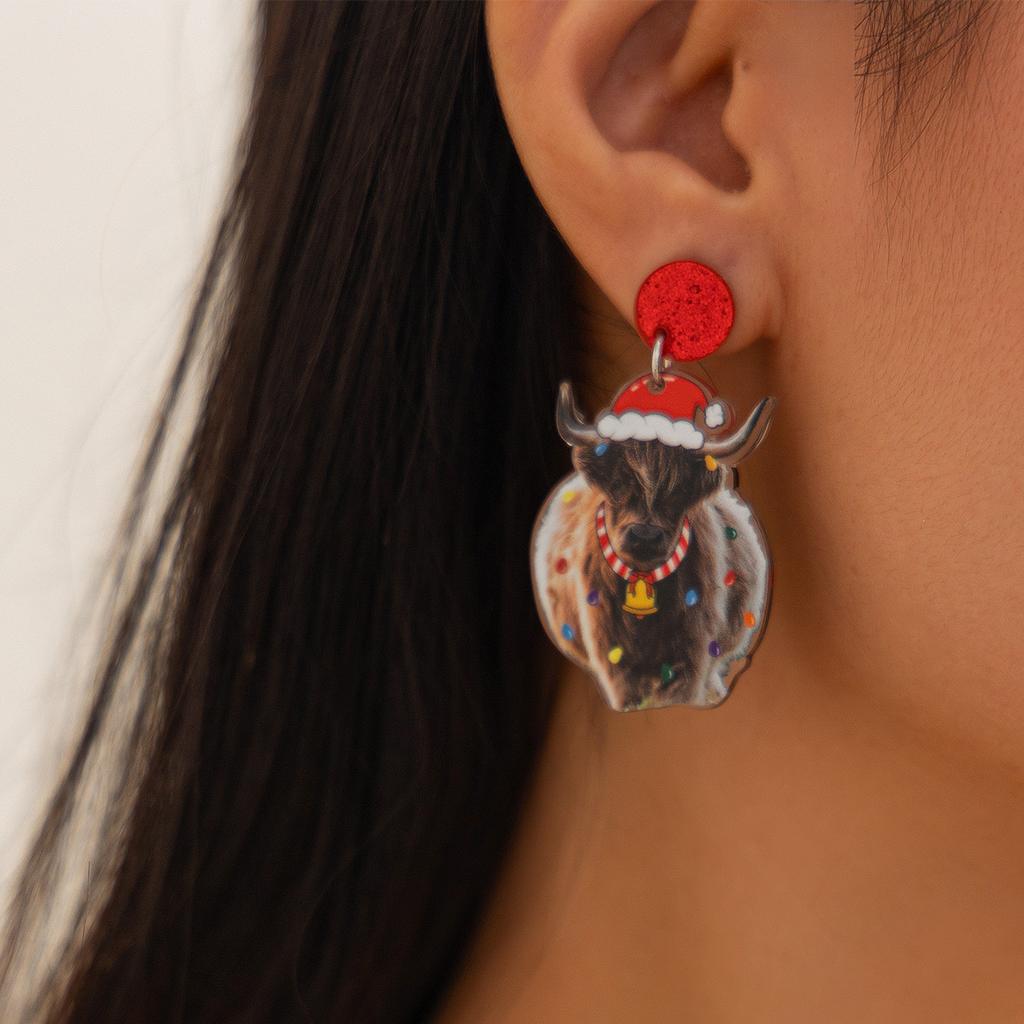 Creative Christmas Day Stud Earrings Female, Personalized Autumn And Winter Elk Christmas Tree Ear Ornaments