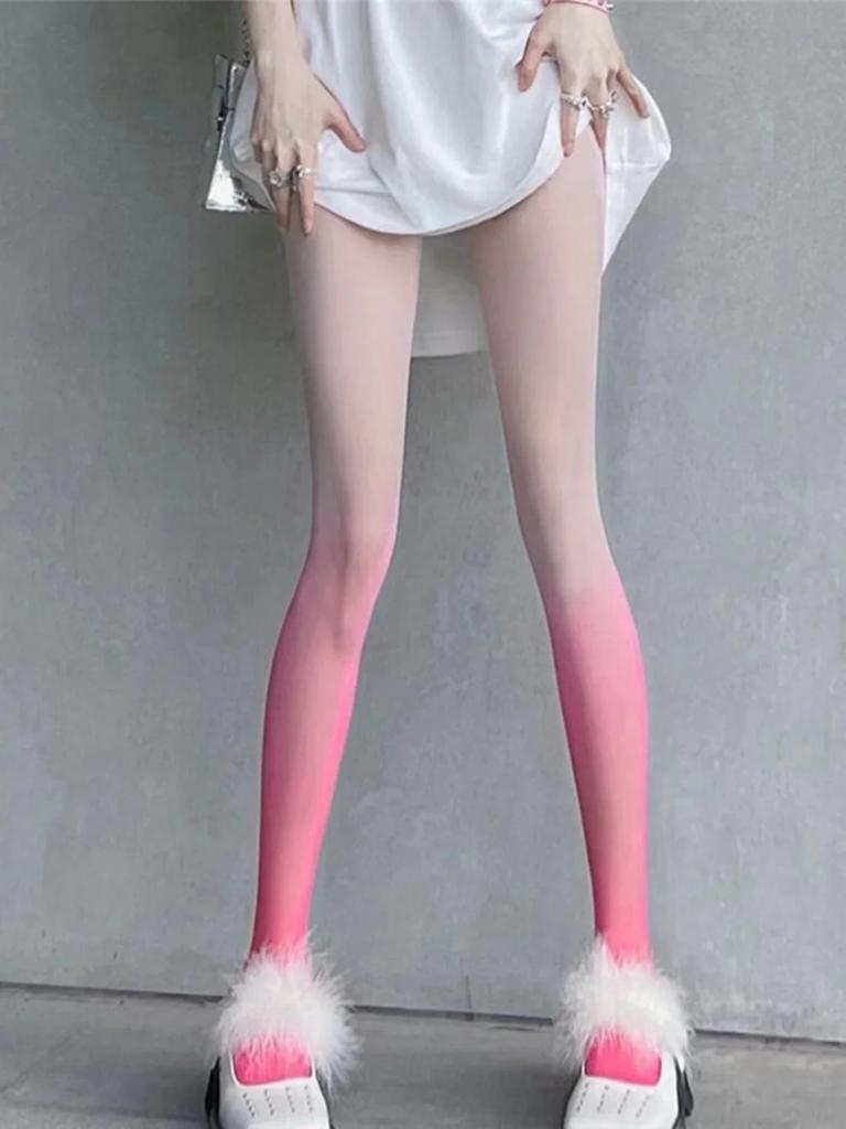 Sexy Gradient Color Pantyhose Women'S Stocking Candy Color Tight Thin Transparent Summer Sale Lolita Stockings Female New