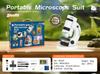 Xueyouma Tragbares Mikroskop-Set: Verbessertes 3-in-1-Set mit doppelter Lichtquelle und Objektträger-Spielzeug