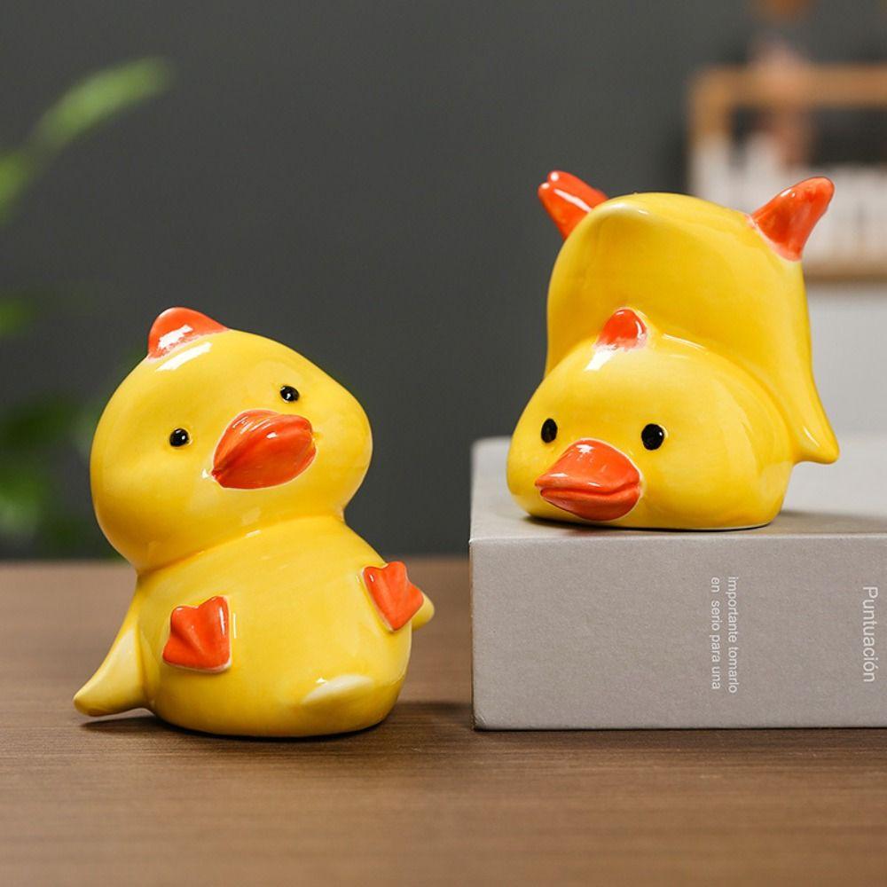 Handmad Duck Miniature Figurine Ceramic Pet Duck Landscape Decoration  Desktop Decorative