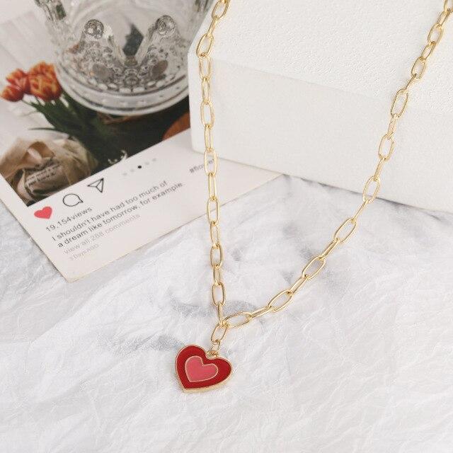 Fashionable Fashionable Women Heart Shaped Opal Chain Pendant Necklaces Shiny Aaa Cubic Zircon Temperament Necklaces Nuptial Wedding Occasion Jewelry