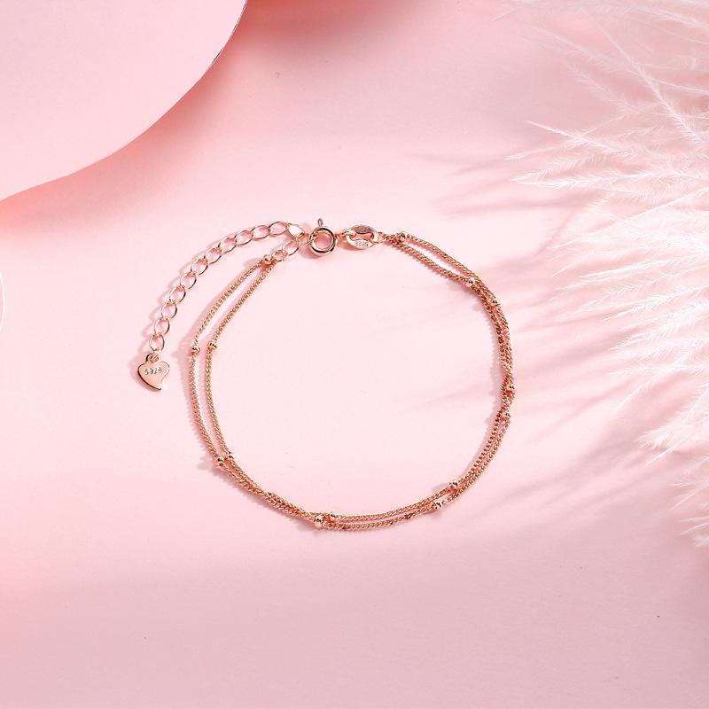 Round Bead Double-layer Snake Bone Bracelet Female Sweet Simple Small Fresh Korean Version Small Light Bead Decoration