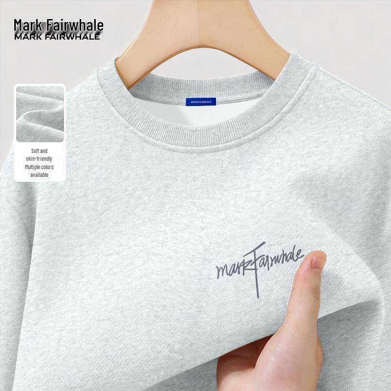 Mark Fairwhale Men's Letter Print Heavyweight Crew Neck Sweatshirt