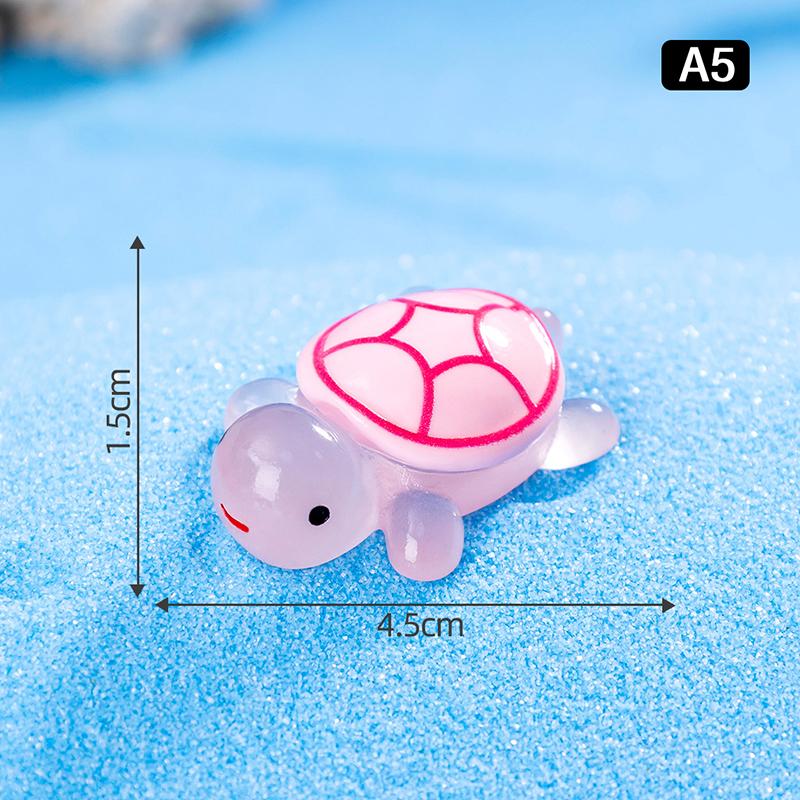 1Pc 1.77" Glow In Dark Sea Turtle Figurines Resin Glow Animal Miniature Figurines Ocean Theme Diy Home Garden Decoration