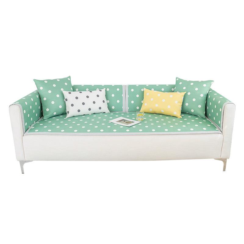 Summer Sofa Cushion Summer Mat Ice Silk Non-Slip Simple Polka Dot Cushion Fresh Summer Backrest Sofa Cover Slipcover