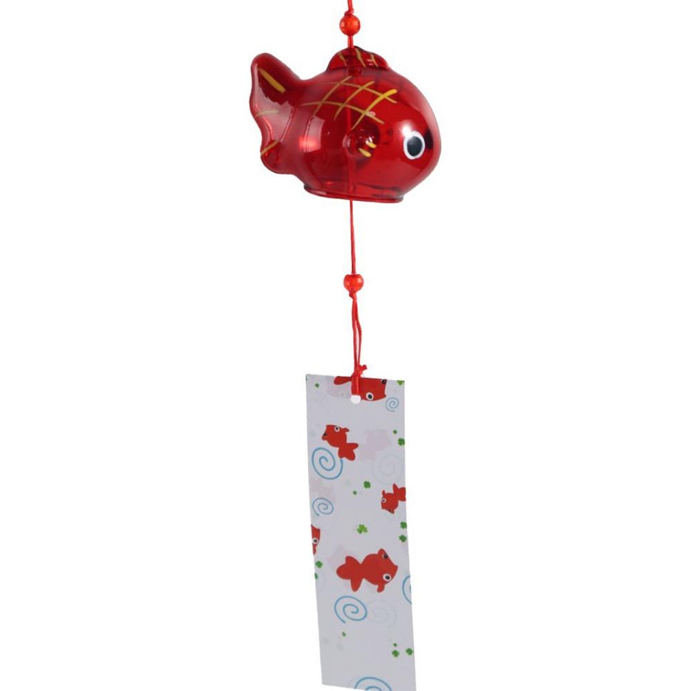 Japansk Stil Guldfisk Vindspel Handmålad Liten Gyllene Fisk Hänge Utomhus Trädgård