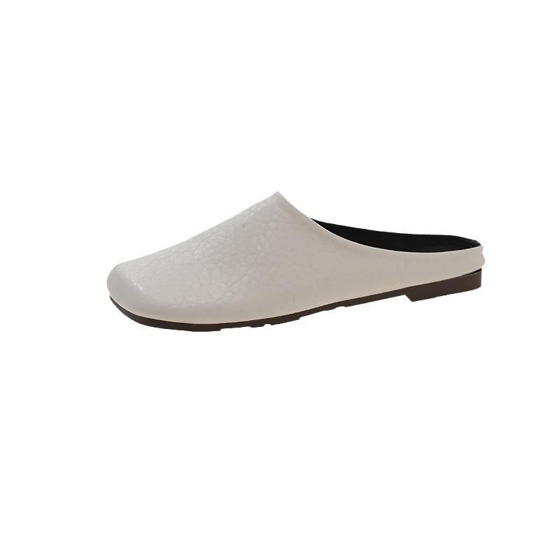 Dongdaemun niche baotou half slippers women's outer wear 2024 summer new one-pedal lazy square head muller shoes