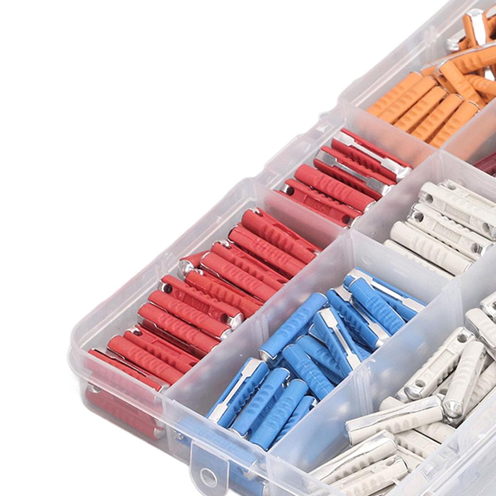 Hilitand 200pcs European Car Fuse Continental Car Fuse Torpedo Type Set with Plastic Storage Box