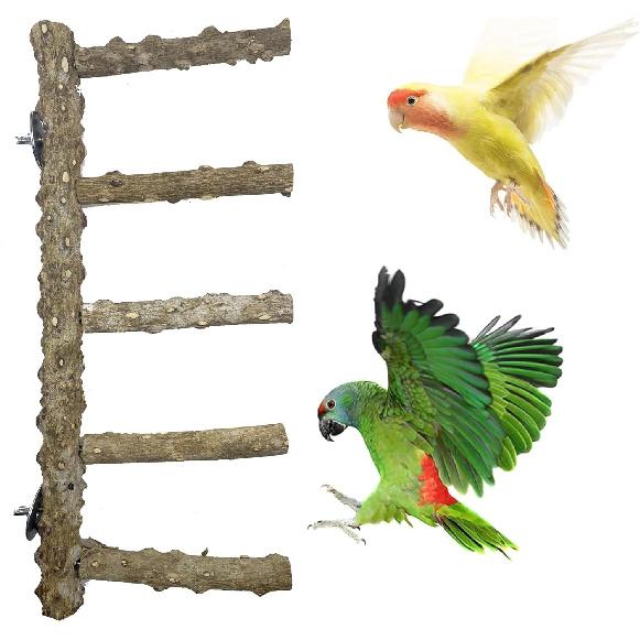 Allazone 4-Piece Bird Perch - Natural Grapevine Stick Swing Chewing Toys for Parrot Cages, Cockatiels, Parakeets, Finches