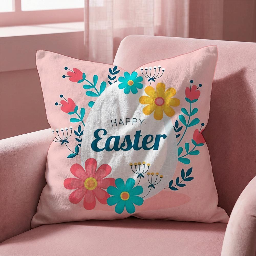 Holiday Easter Cushion Cover MultiScene Pillow Cover for Home Car Reversible Soft Durable for Daily Use