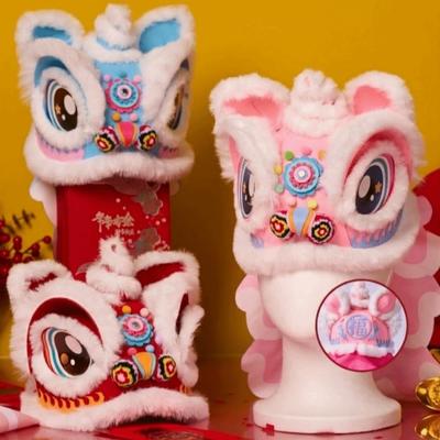 Plush Lion Dance Hat Non Woven Festival Hat Creative Handmade Headwear  Festival Atmosphere