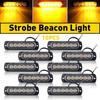 10X 6 Amber Car Truck LED Strobe Emergency Beacon Warning Hazard Flash Light Bar