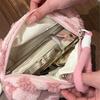 Plush Makeup Bags with Handle Soft Travel Cosmetic Storage Bag Portable Love Print Organizer Pencil Case Cute Clutch Pouch