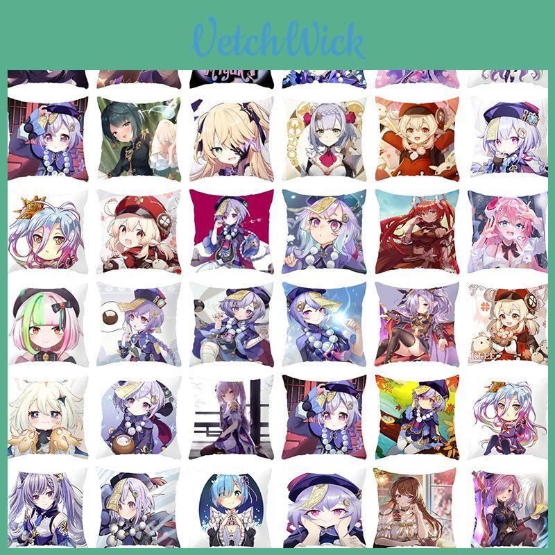 Genshin Impact Cartoon Cushion Cover Soft Polyester Peachskin Pillow Case For Home Decor