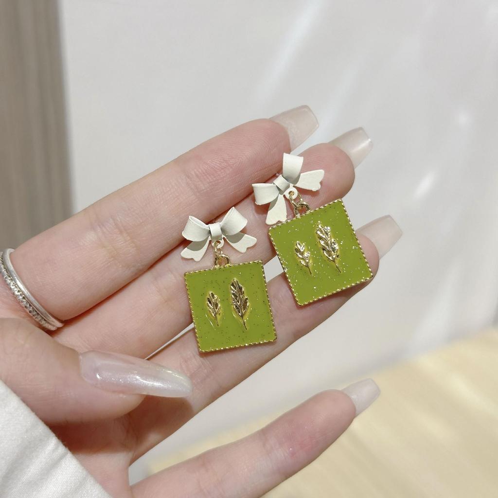 Elegant Floral Bow Earrings - High-End French Design for Women