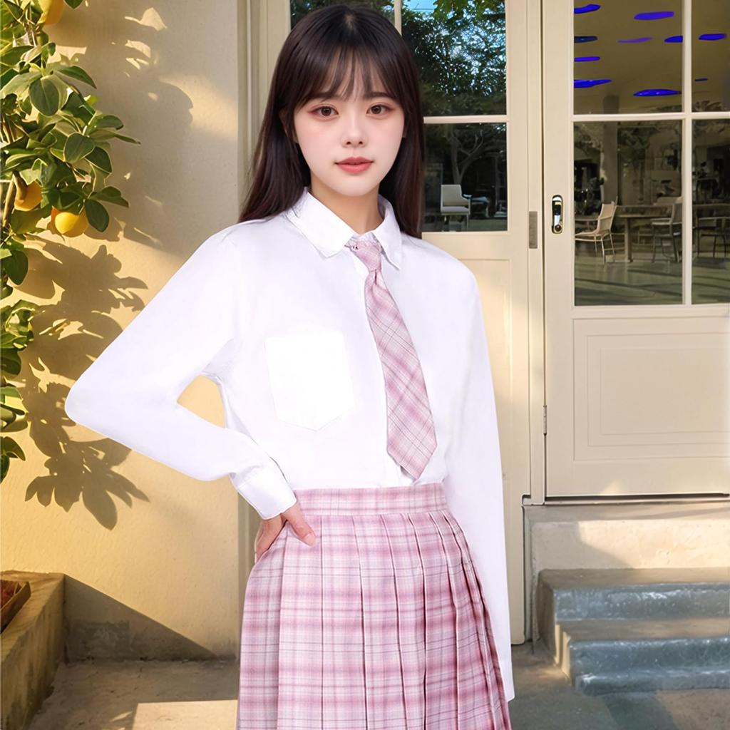 Joyasslly High School Girl Uniform Pleated Checkered Halloween Short Long Sailor Party Outfit Long Sleeve Size 4-Piece Set, Skirt, Skirt, Skirt,