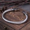 Adjustable Stainless Steel Viking Bear Bracelet for Men with Norse Wooden Box Nordic Wristband