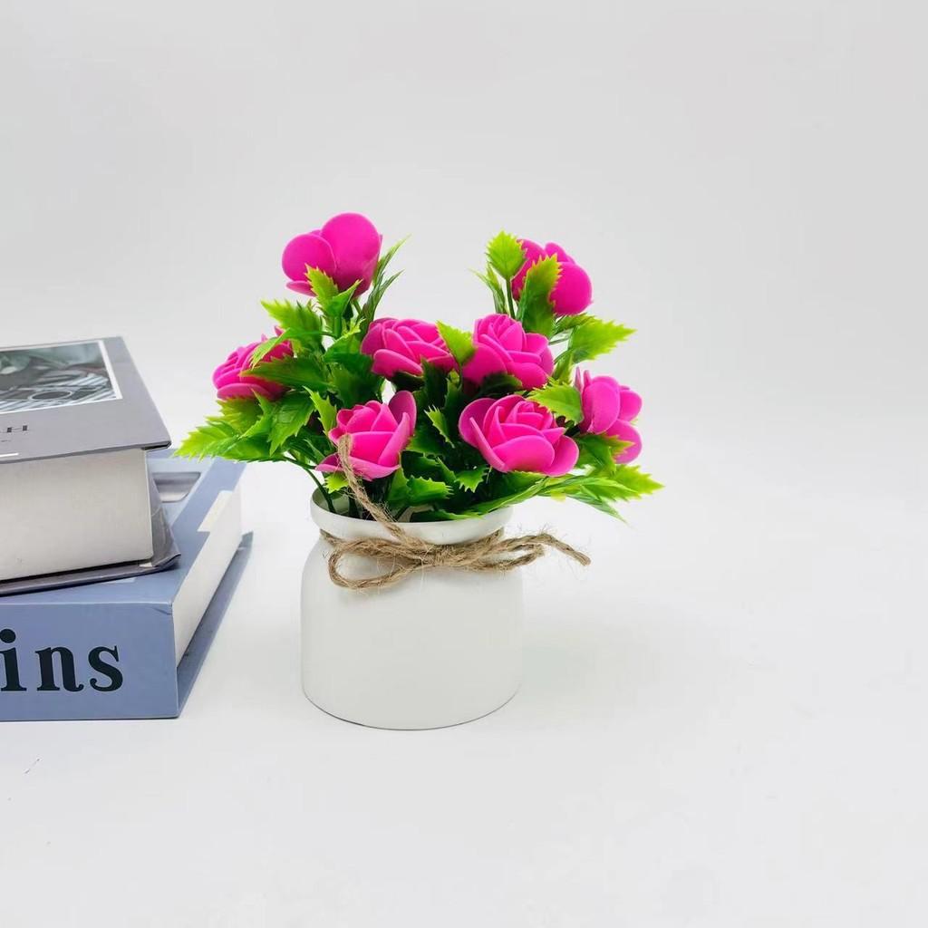 Foam Rose Artificial Potted Plant With Butterfly Accent For Indoor Decoration And Photography Use