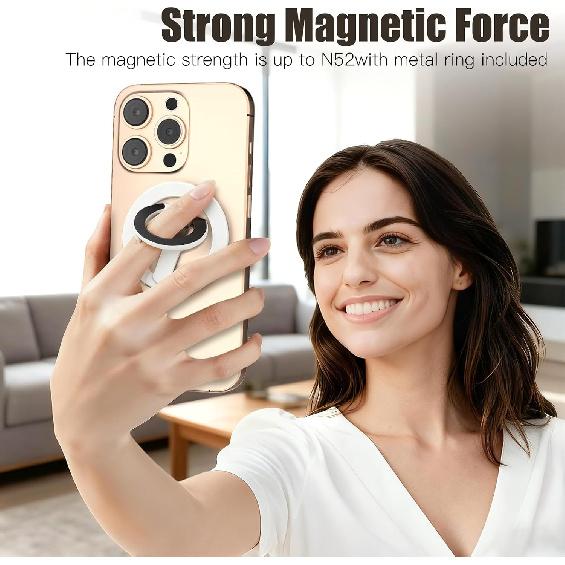 Magnetic Phone Ring for MagSafe Dual-Sided Magnetic Phone Grip Magnet Phone Stand Grip Compatible with iPhone 17/16/15/14/13 Pro Max Plus Mag Safe