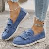 Fashion Plus Size 36-43 Retro Tassel Bowknot Flats Women Solid Color Faux Suede Flat Shoes Women Sneakers Wear Resistant Casual Shoes