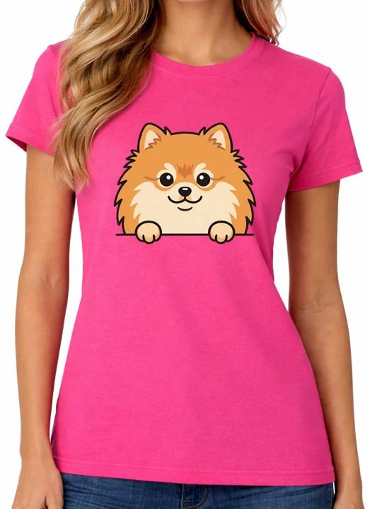 Pomeranian Dog T-Shirt Cute Pom Puppy Pet Lover Cartoon Womens Tee XXXL