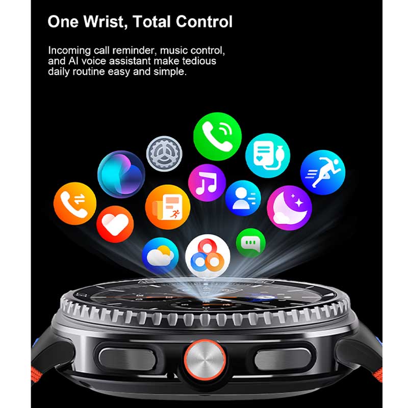 2025 New Rotating Dial Smart Watch HC8 1.43" AMOLED HD Screen 400mAh Health Testing Sports Mode Al Voice BT Call Smartwatch